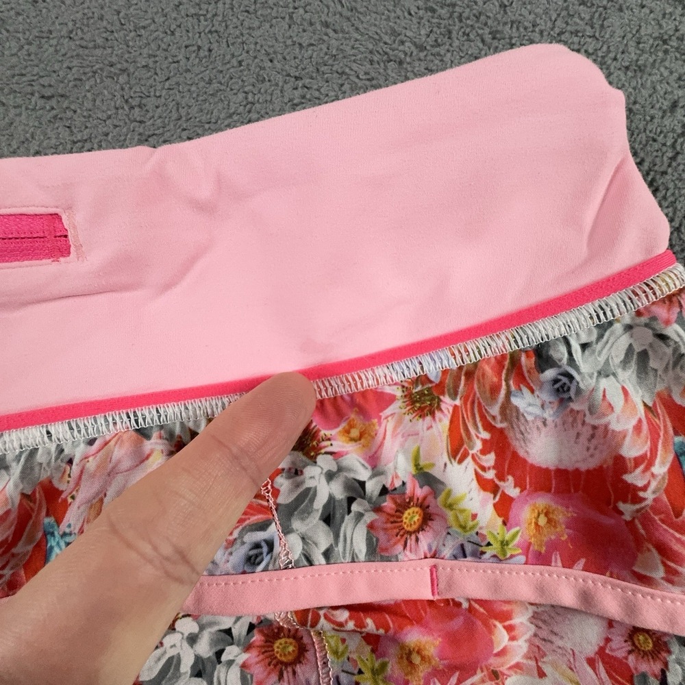 Lululemon Run Speed‎ Shorts Womens 6 Pink Floral Print Run Gym Athletic Pocket - Picture 10 of 10